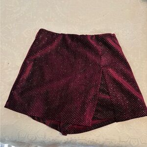 DO+BE Maroon Velvet Skirt with Silver Accents nwt